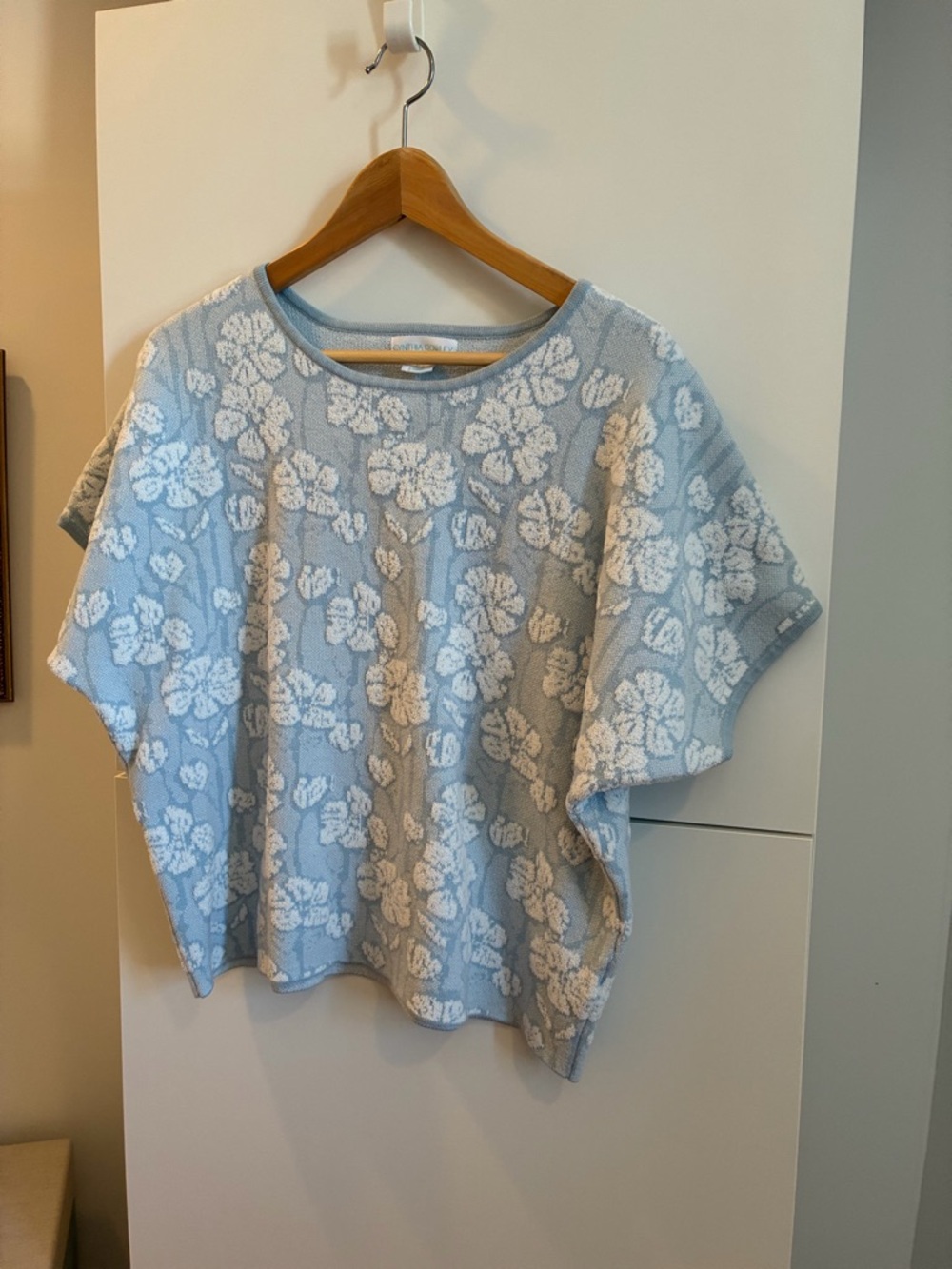 Cynthia Rowley Light Blue Floral Knit Top